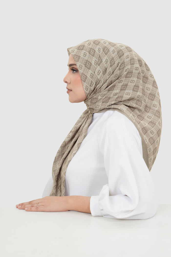 anyam printed square scarf in cinder by buttonscarves side view