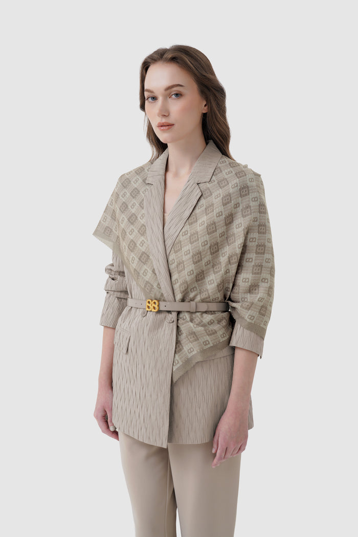anyam printed square scarf in cinder by buttonscarves style look