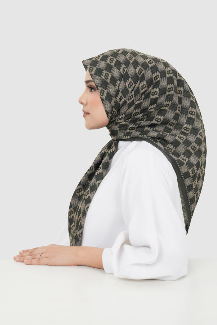 anyam printed square scarf in phantom by buttonscarves side view