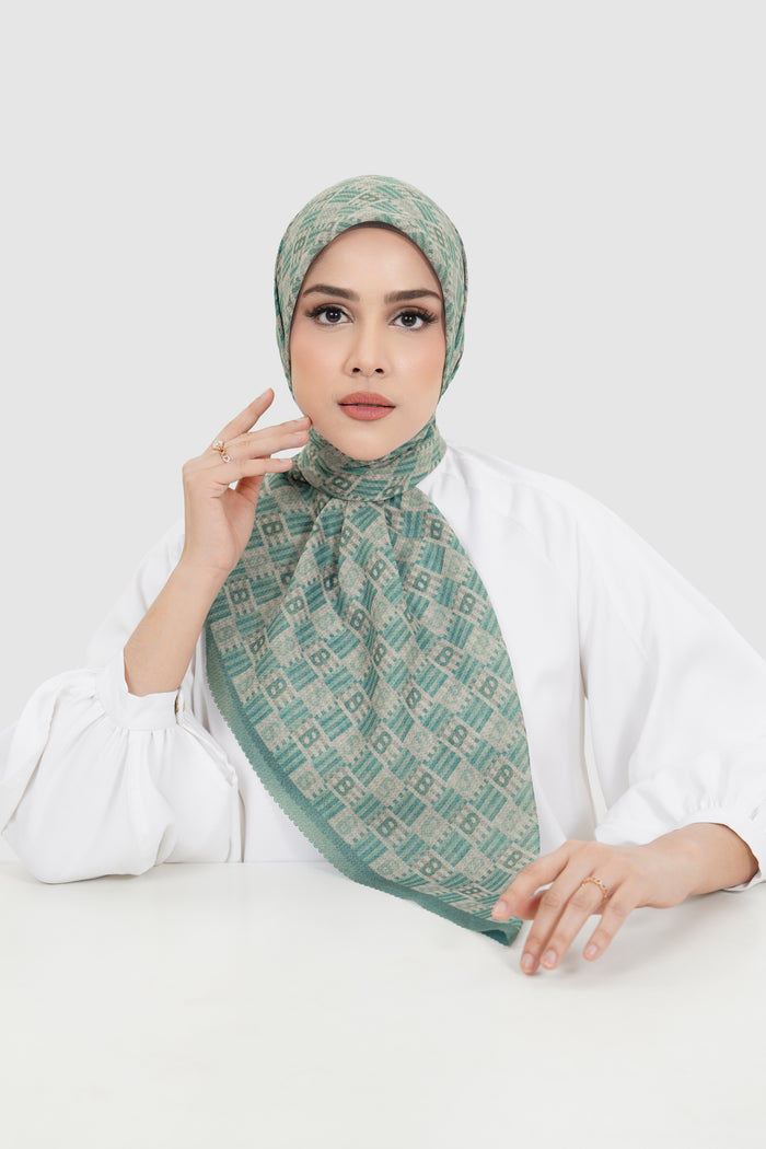 anyam printed square scarf in stormy sea by buttonscarves front view