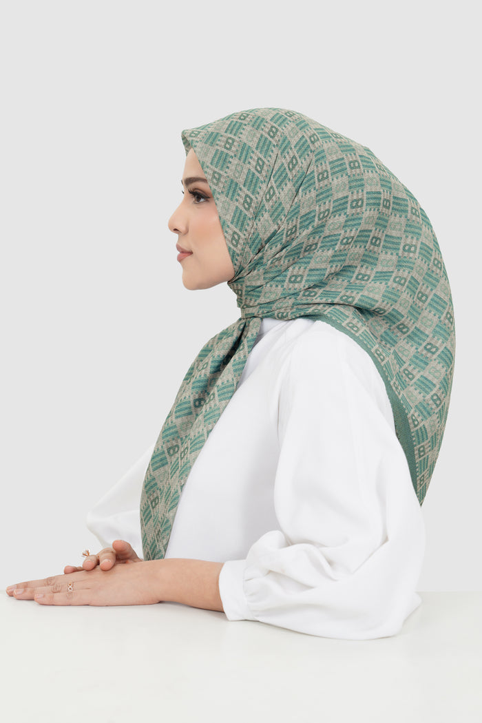 anyam printed square scarf in stormy sea by buttonscarves side view