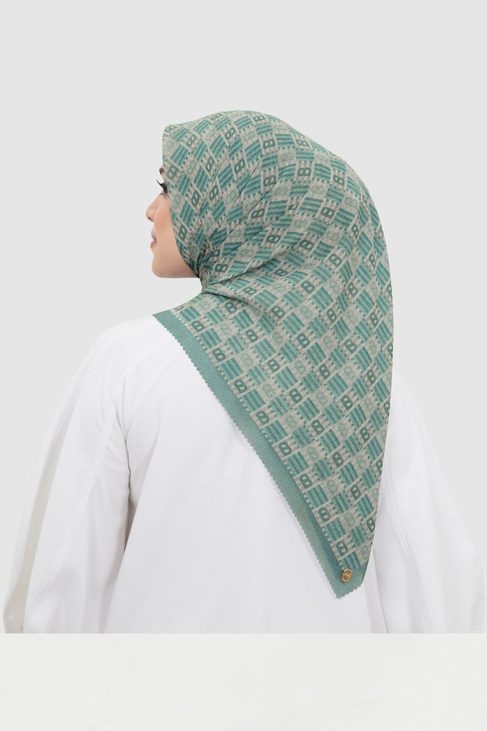 anyam printed square scarf in stormy sea by buttonscarves back view