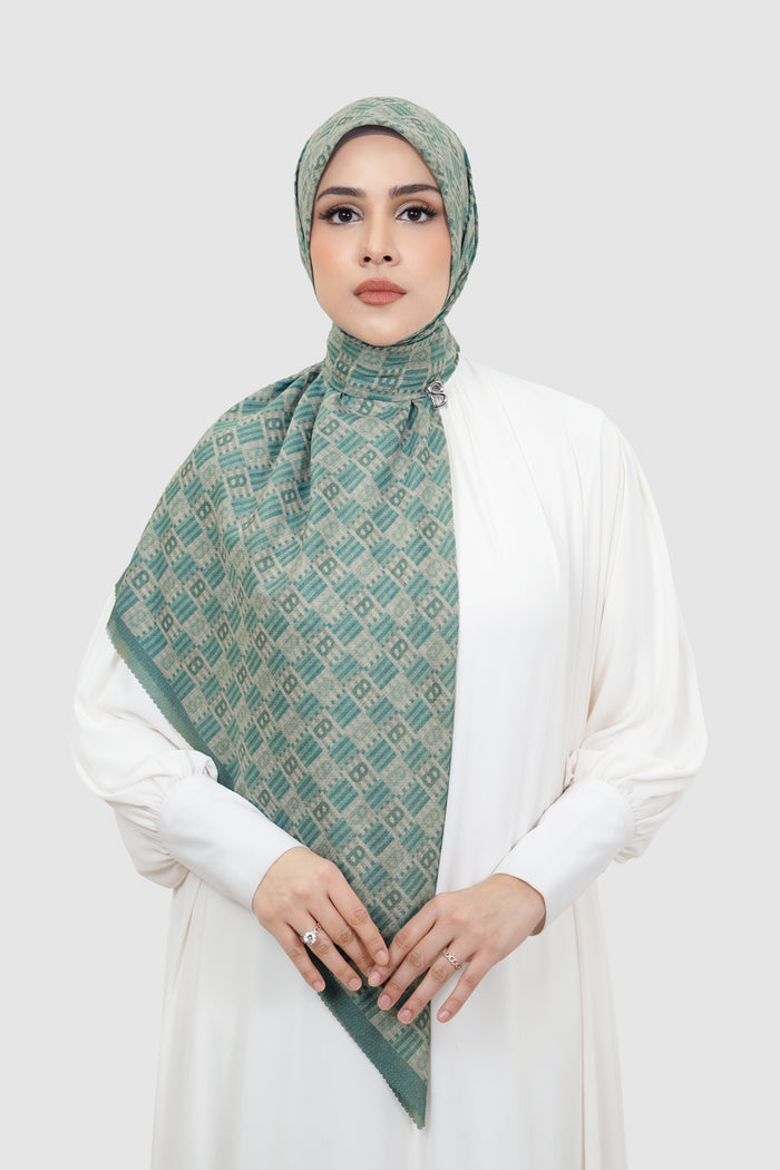 anyam printed square scarf in stormy sea by buttonscarves front view