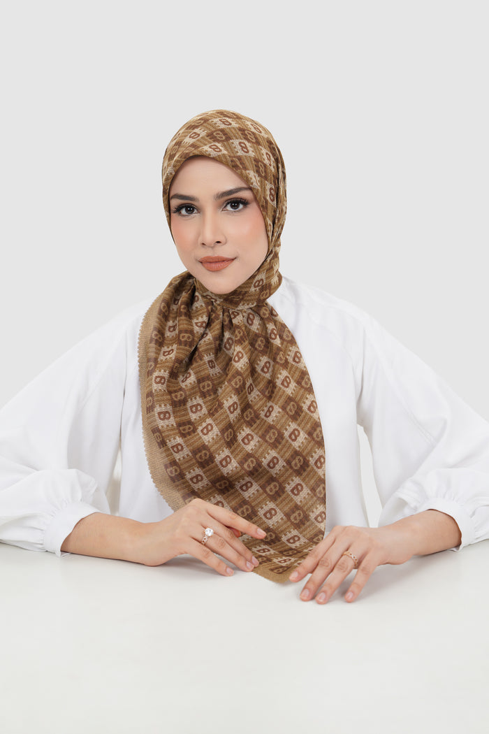 anyam printed square scarf in thrush by buttonscarves front view