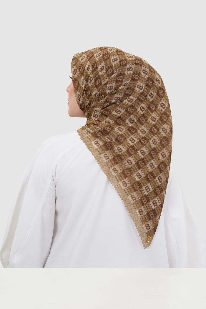 anyam printed square scarf in thrush by buttonscarves back view