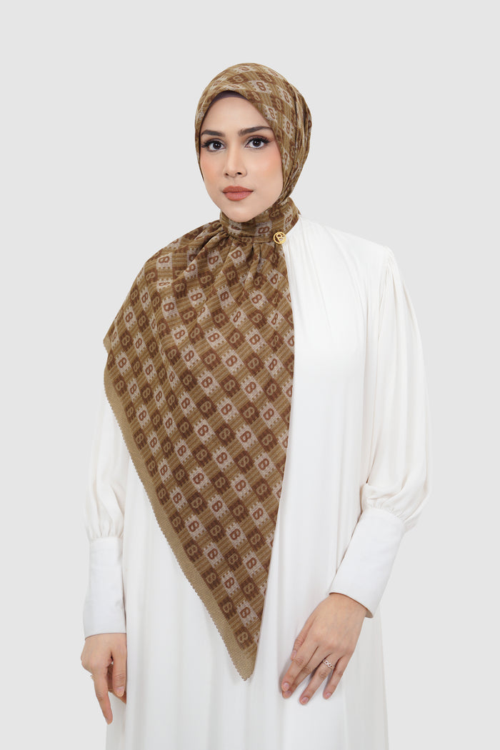 anyam printed square scarf in thrush by buttonscarves front view