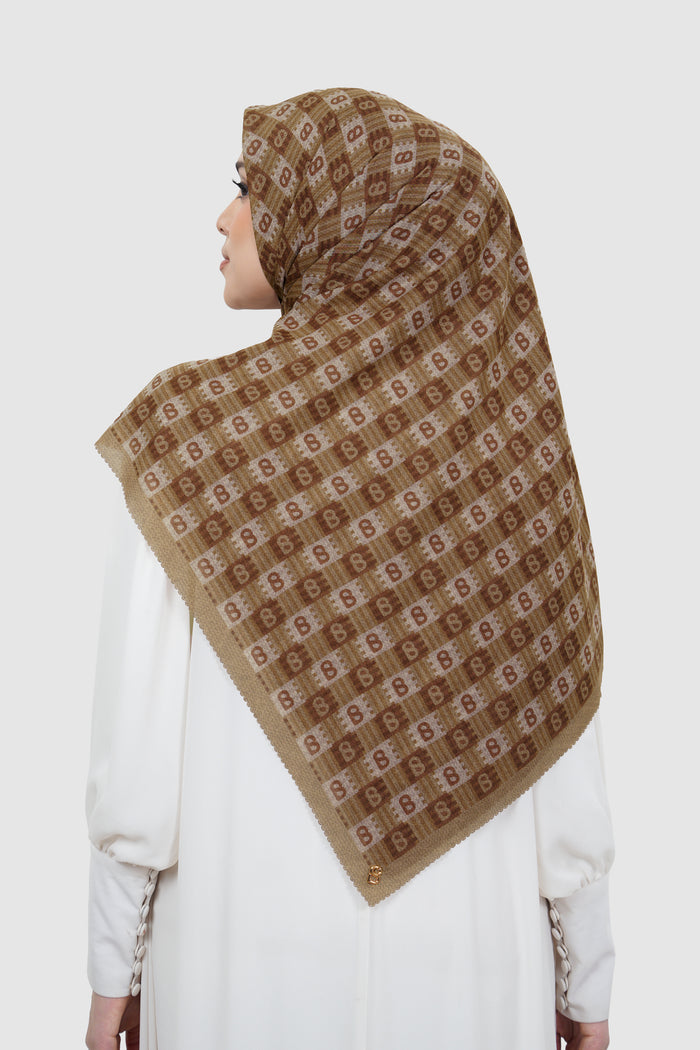 anyam printed square scarf in thrush by buttonscarves back view