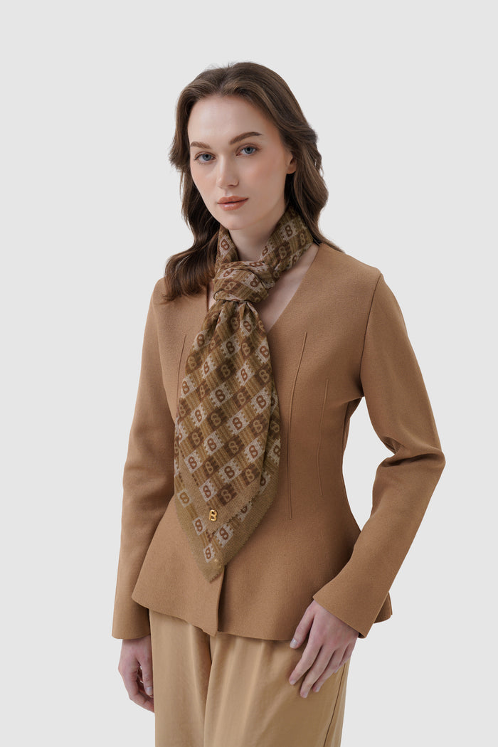 anyam printed square scarf in thrush by buttonscarves style look