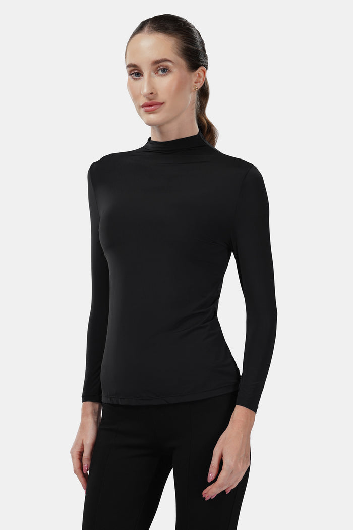aria inner long sleeve in black by buttonscarves front view