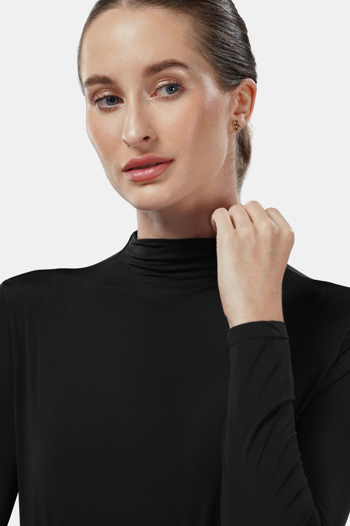 aria inner long sleeve in black by buttonscarves