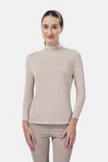 aria inner long sleeve in light taupe by buttonscarves front view