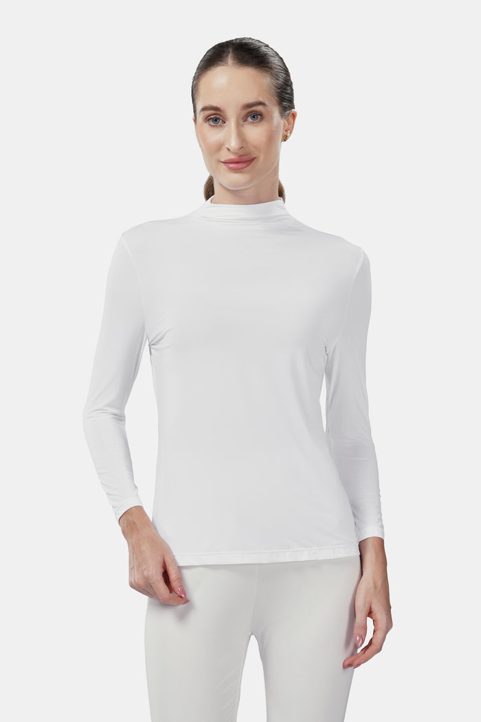 aria inner long sleeve in white by buttonscarves front view