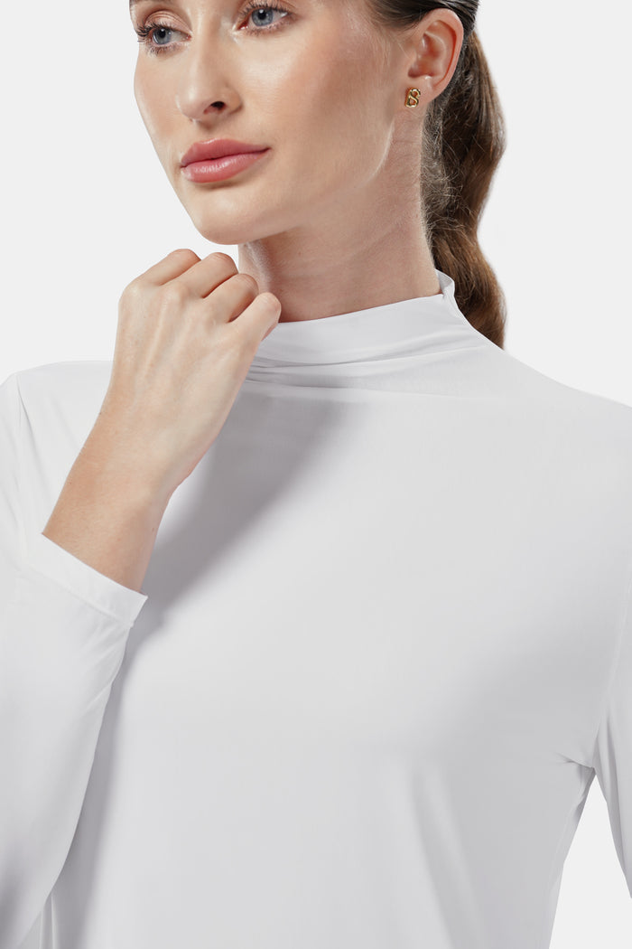aria inner long sleeve in white by buttonscarves