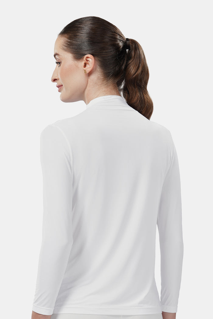 aria inner long sleeve in white by buttonscarves back view