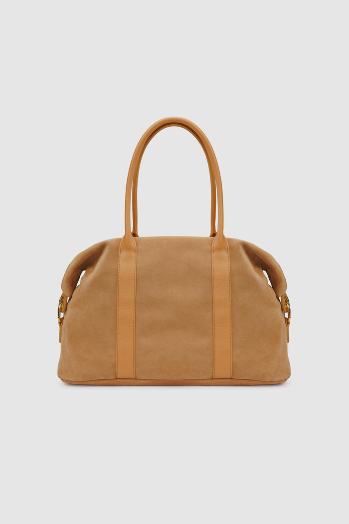 aveline bag in brown by buttonscarves back view