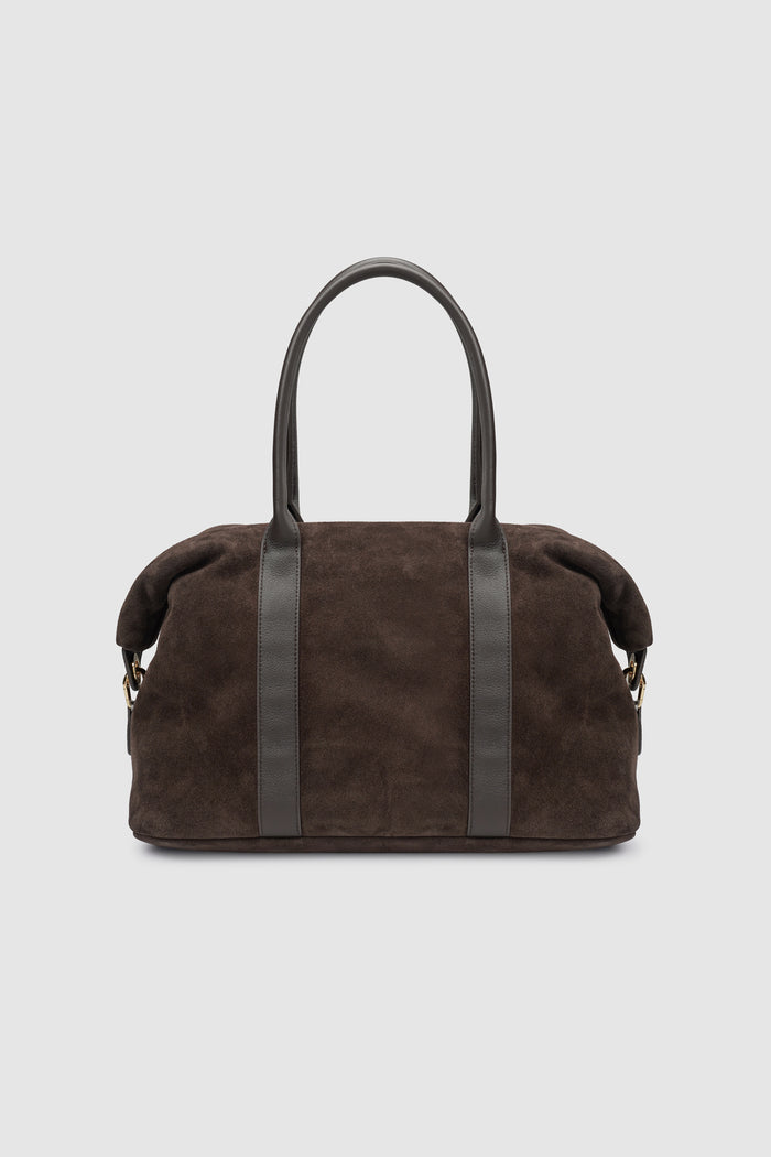 aveline bag in dark brown by buttonscarves back view