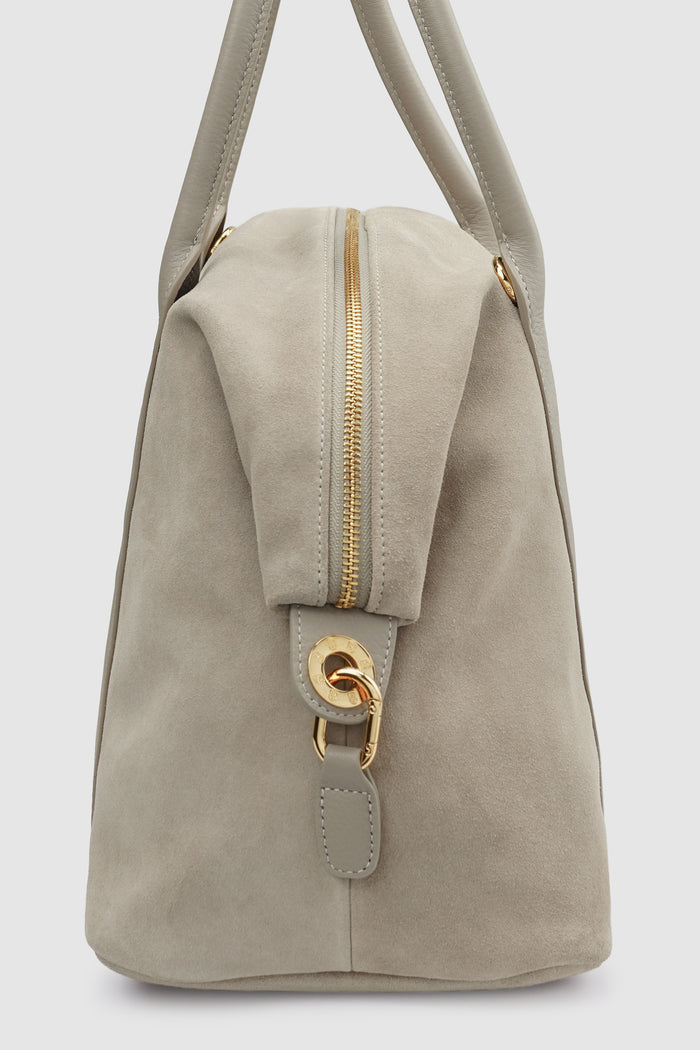 aveline bag in grey by buttonscarves side view
