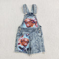 Baby girls highland cow suspender denim overall shorts jumpsuit SS0023