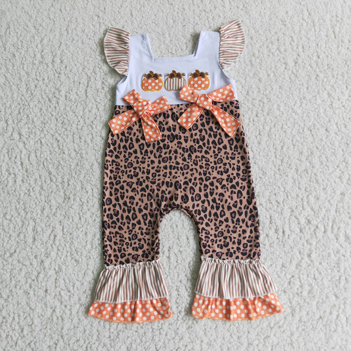 Baby girls pumpkin embroideried romper      D1-15