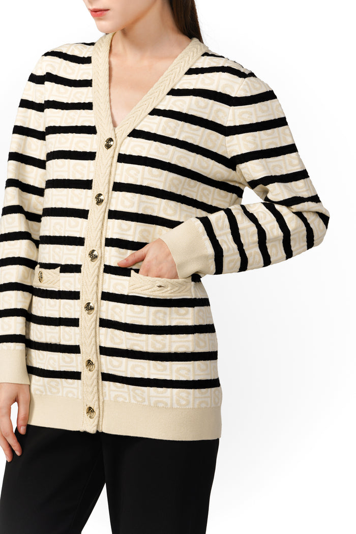 Barbara Monogram Cardigan - Nautical