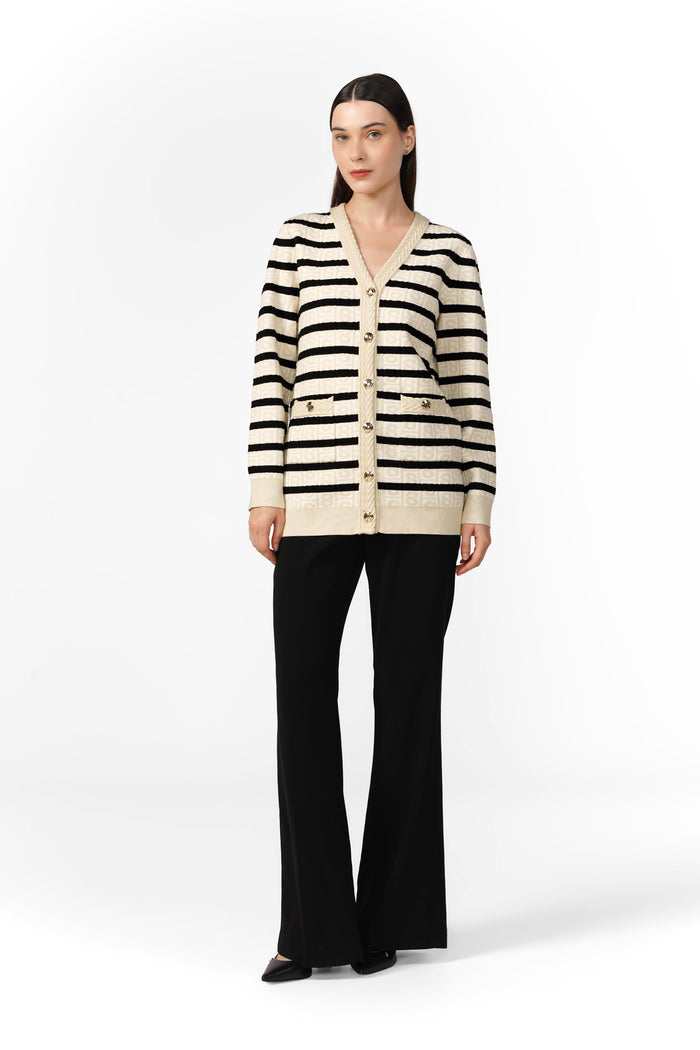 Barbara Monogram Cardigan - Nautical