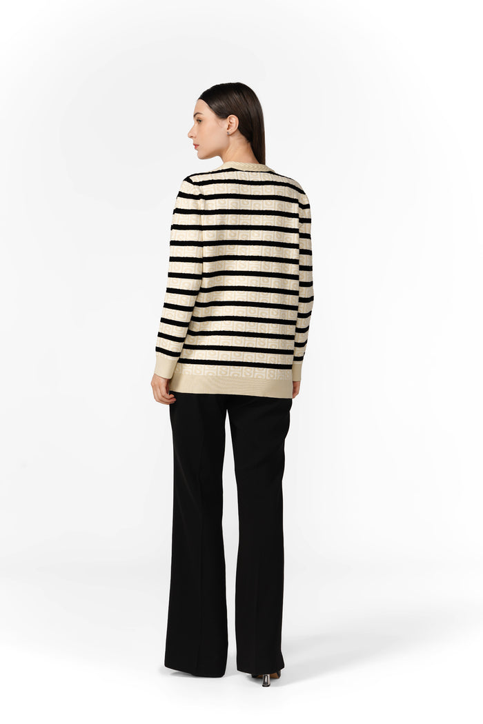 Barbara Monogram Cardigan - Nautical