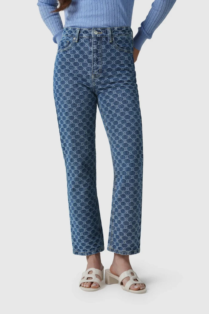 beverly ankle denim pants in light blue by buttonscarves front view