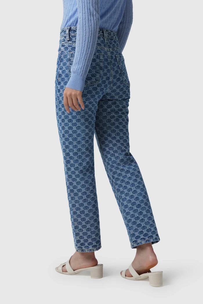 beverly ankle denim pants in light blue by buttonscarves back view
