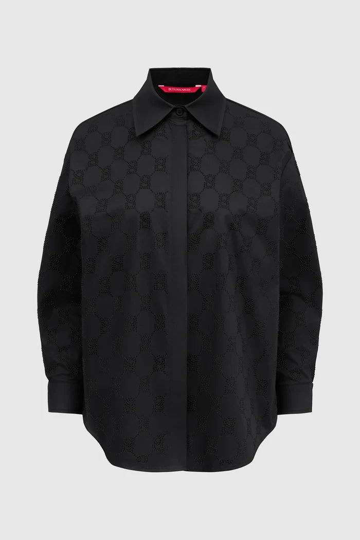 beverly cotton shirt in black by buttonscarves