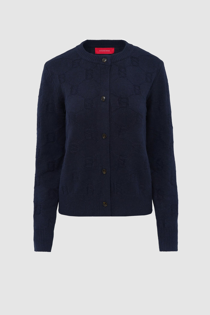 beverly knit cardigan in navy by buttonscarves