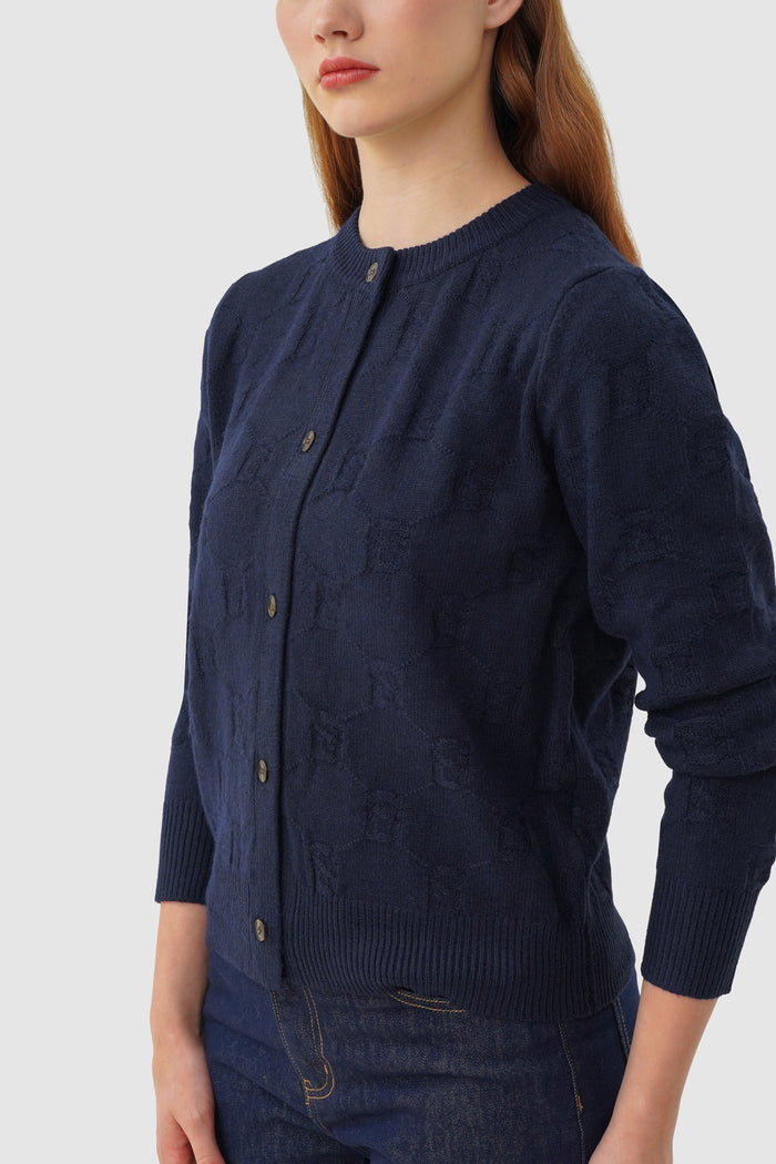 beverly knit cardigan in navy by buttonscarves detail