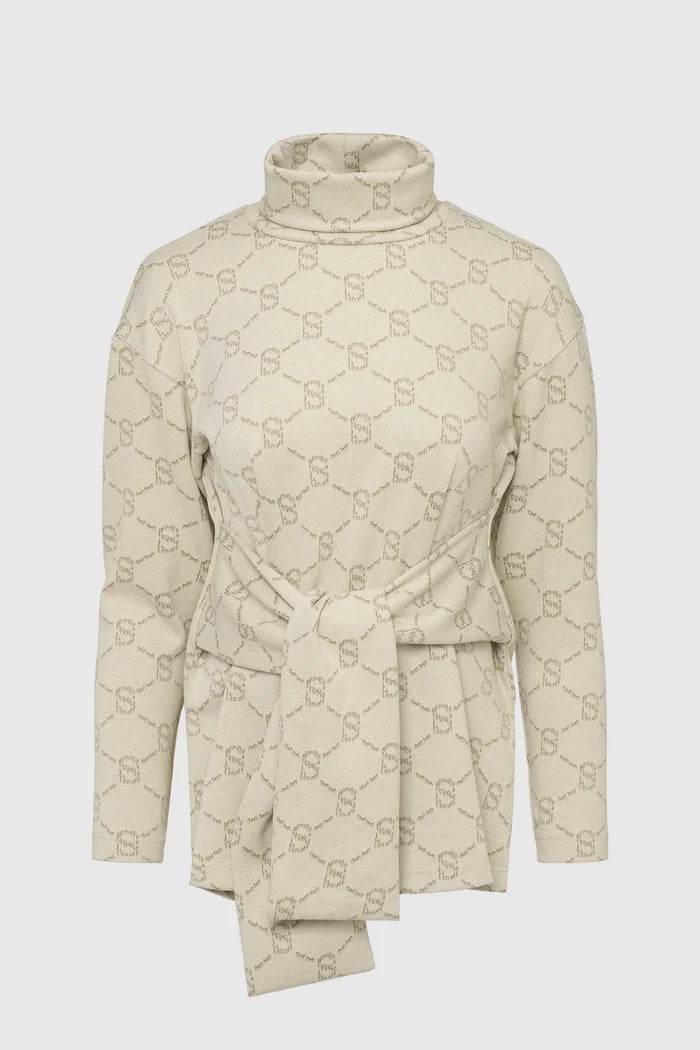 beverly monogram high neck top in cream by buttonscarves