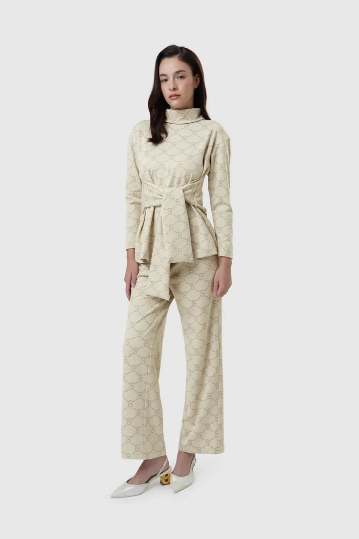 beverly monogram high neck top in cream by buttonscarves overview look