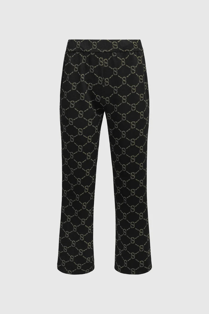 beverly monogram pants in black by buttonscarves