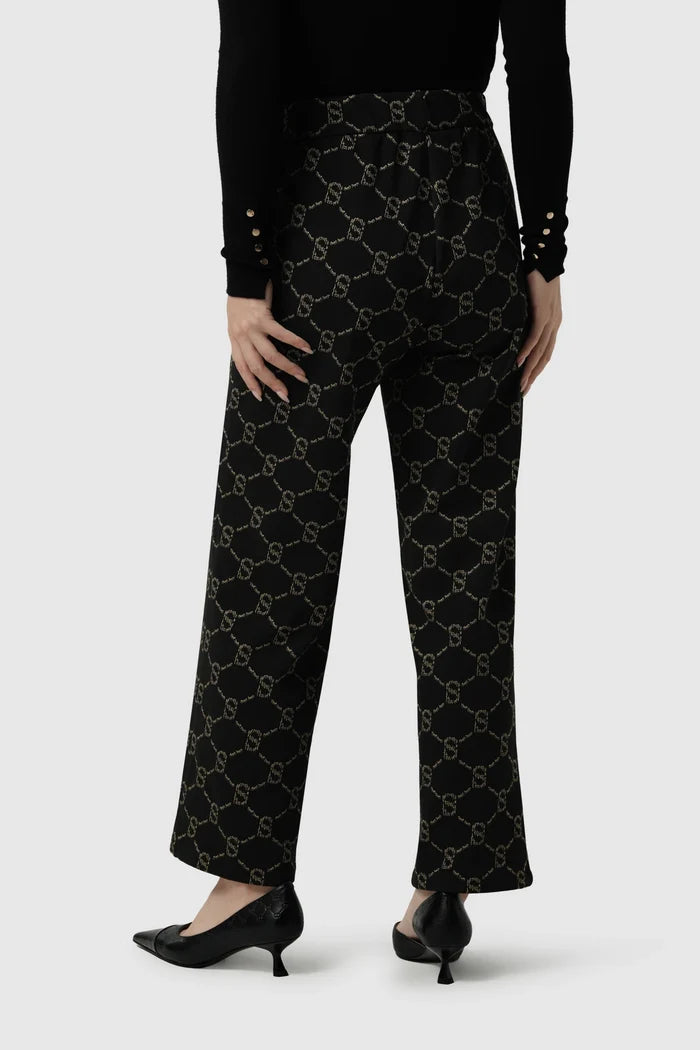 beverly monogram pants in black by buttonscarves back view