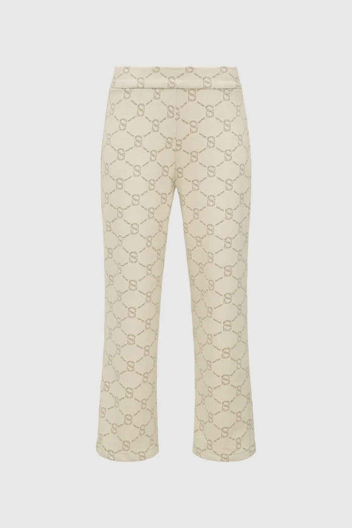 beverly monogram pants in cream by buttonscarves