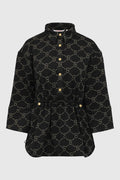 beverly monogram shacket in black by buttonscarves