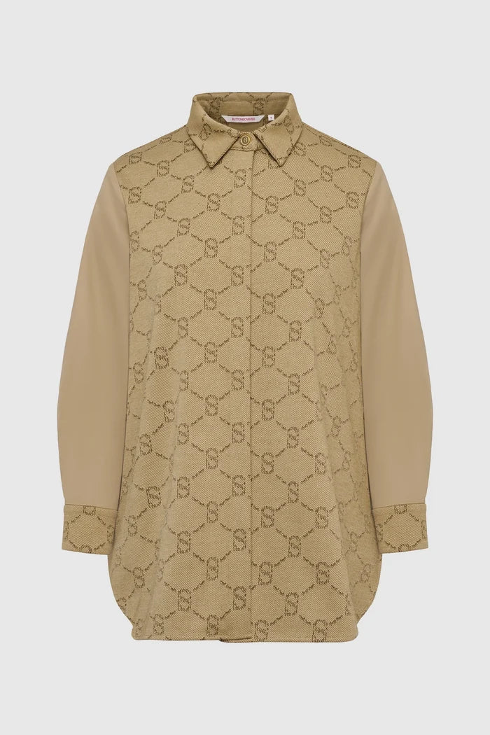 beverly monogram shirt in brown by buttonscarves