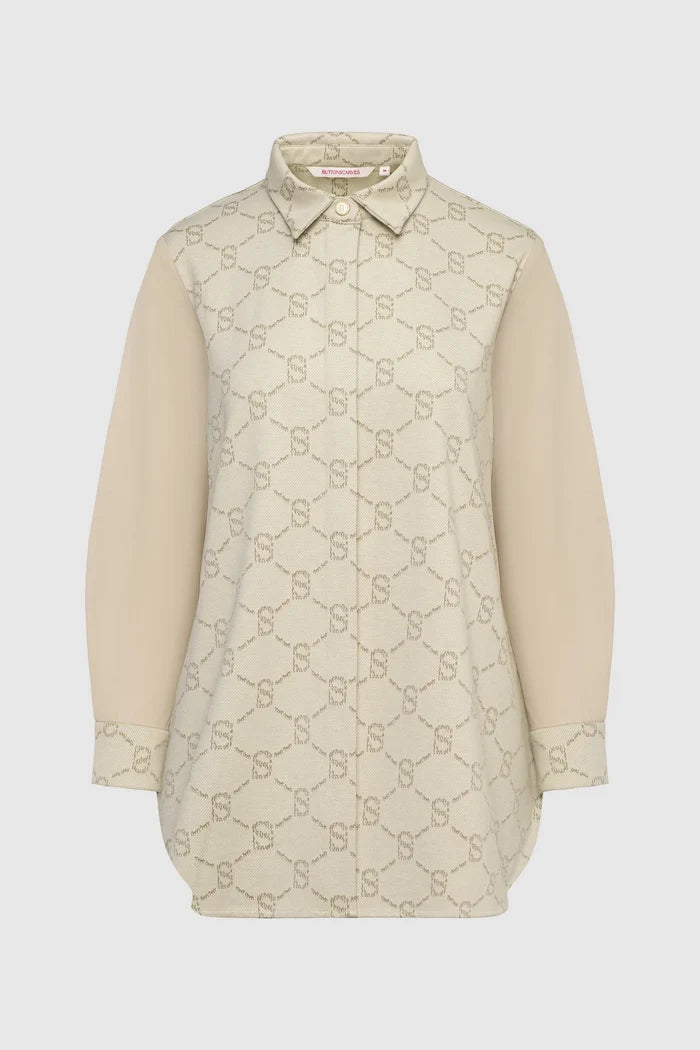 beverly monogram shirt in cream by buttonscarves