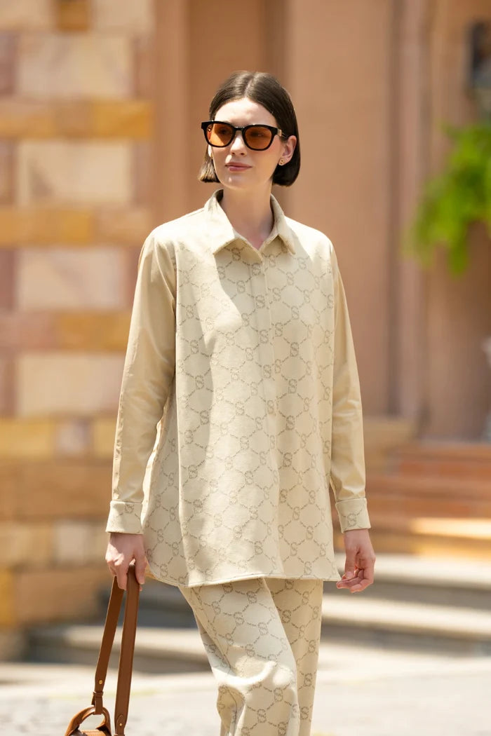 beverly monogram shirt in cream by buttonscarves style look