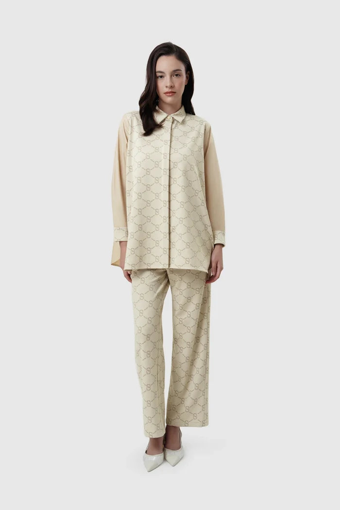 beverly monogram shirt in cream by buttonscarves overview look