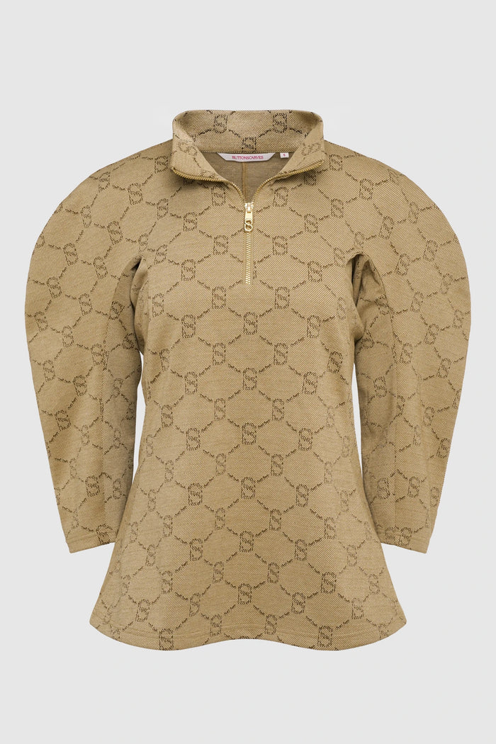 beverly monogram sweatshirt in brown by buttonscarves