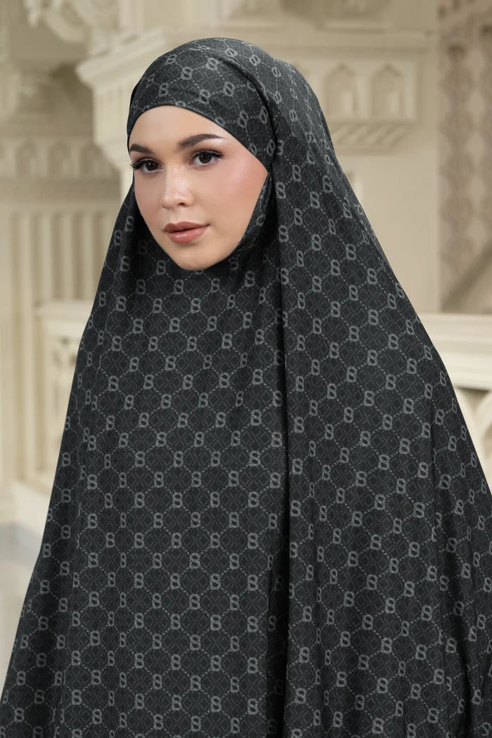 beverly prayer robe in black by buttonscarves pattern detail