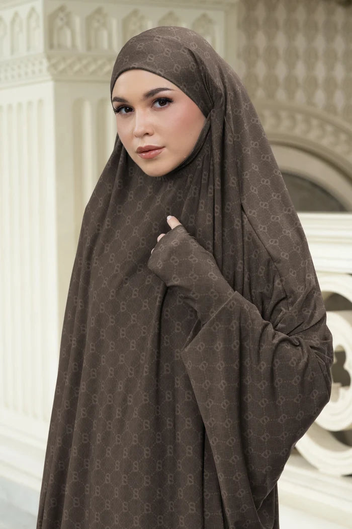 beverly prayer robe in cocoa by buttonscarves front view