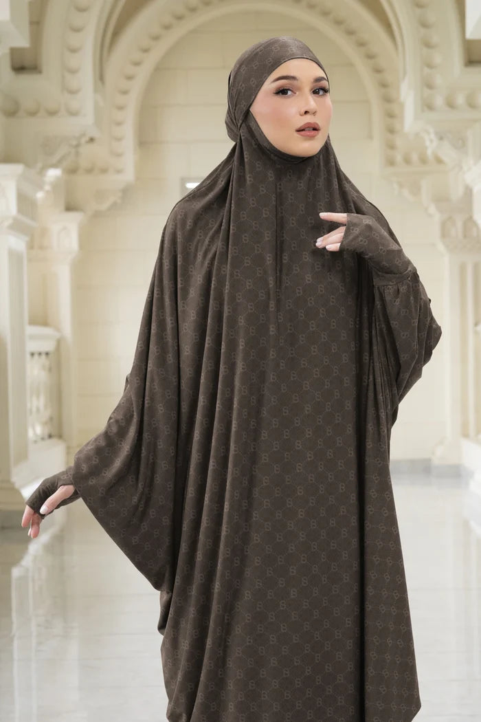 beverly prayer robe in cocoa by buttonscarves front view