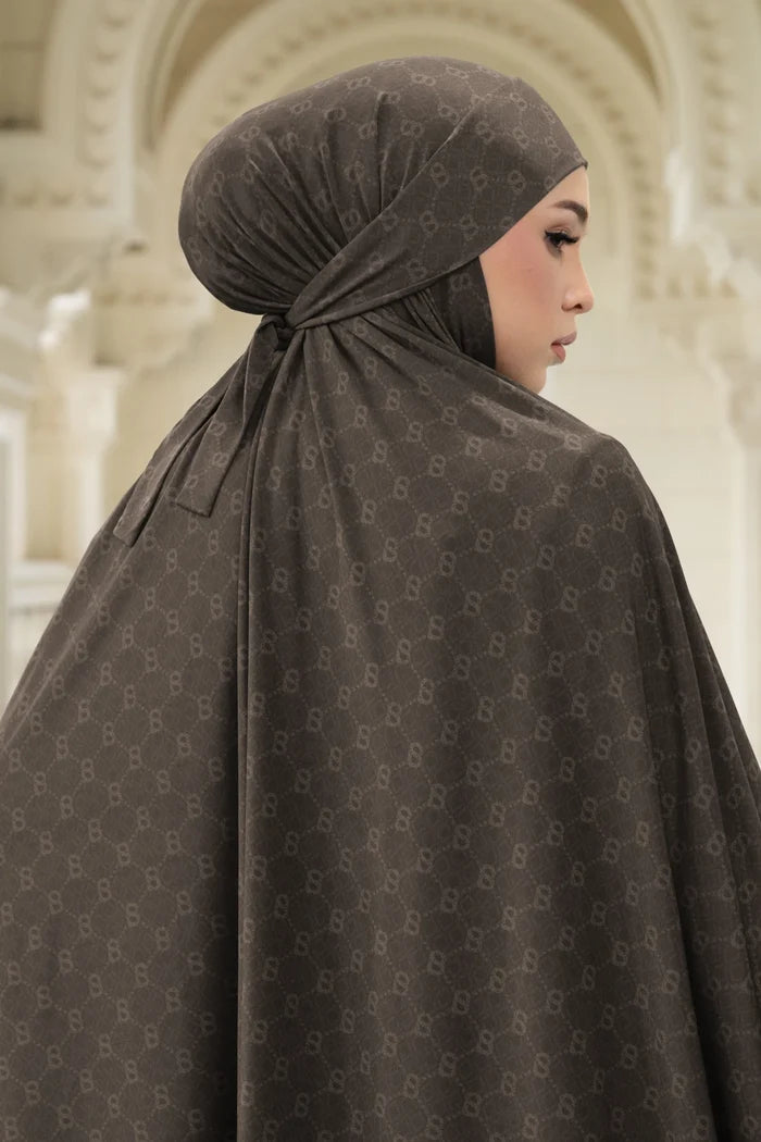 beverly prayer robe in cocoa by buttonscarves back view