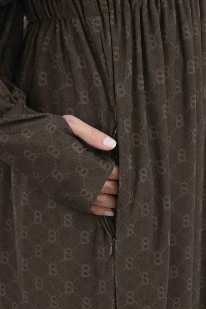 beverly prayer robe in cocoa by buttonscarves pocket detail