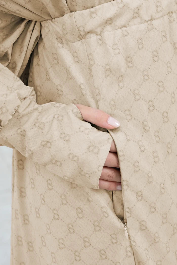 beverly prayer robe in cream by buttonscarves pocket detail