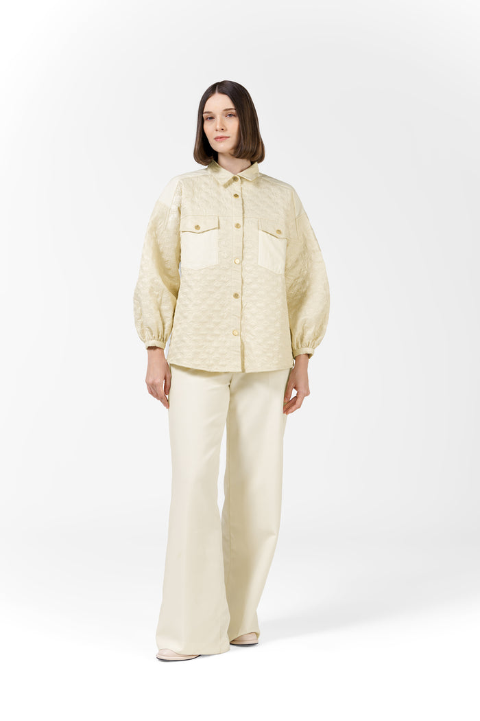 Beverly Quilted Puff Shirt - Cream