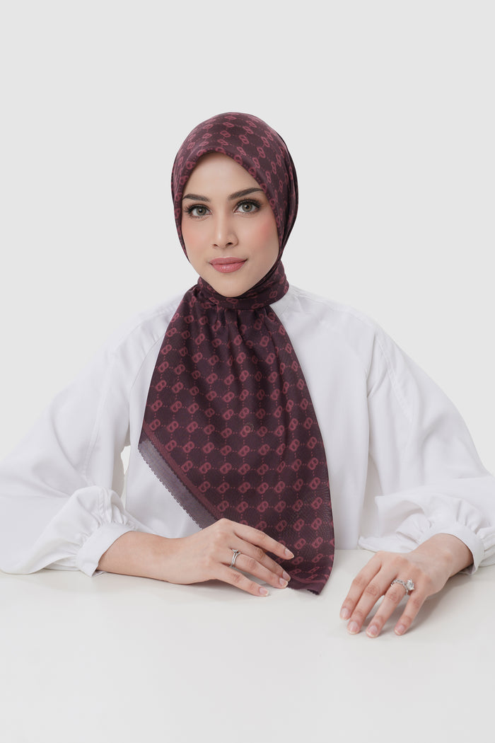 beverly square scarf in beet red by buttonscarves front view